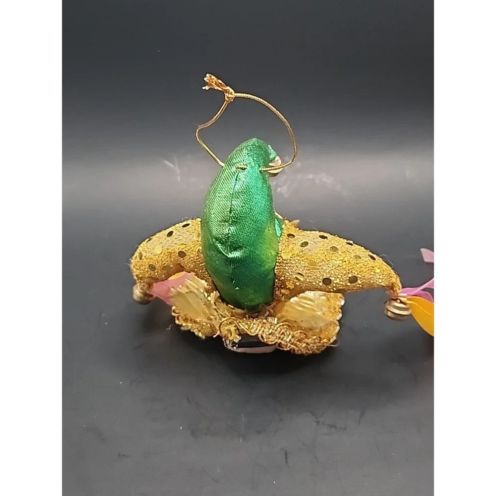 Jester Harlequin Clown Head Gold & Green Hand Painted Porcelain‎ Ornament/Magnet